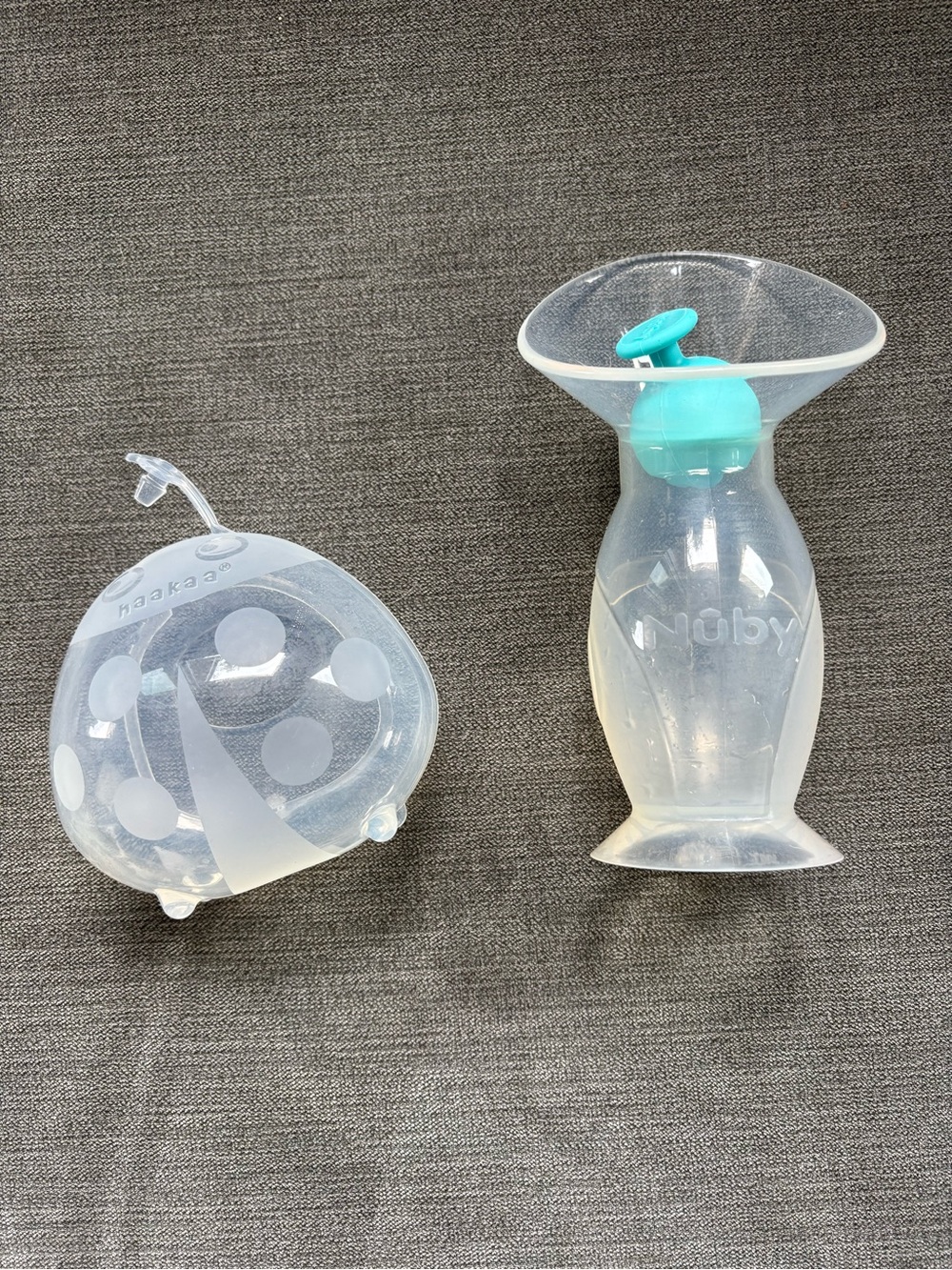 Haakaa lady bug milk collector and nuby silicone milk collector